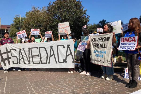 DACA supporters rallied outside Houston Federal Court.